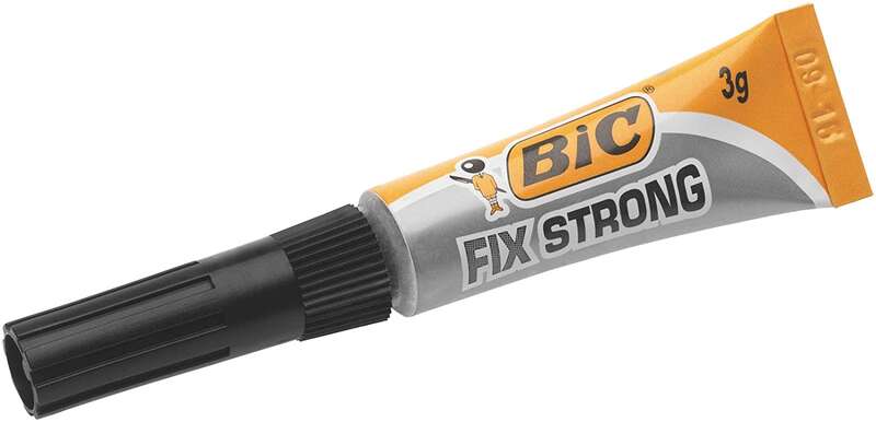 Bic Fix Strong Pegamento De Contacto Extra Fuerte 3Gr - Uso En Madera, Plastico Y Porcelana - No Gotea - Tapon Anti-Obstruccion