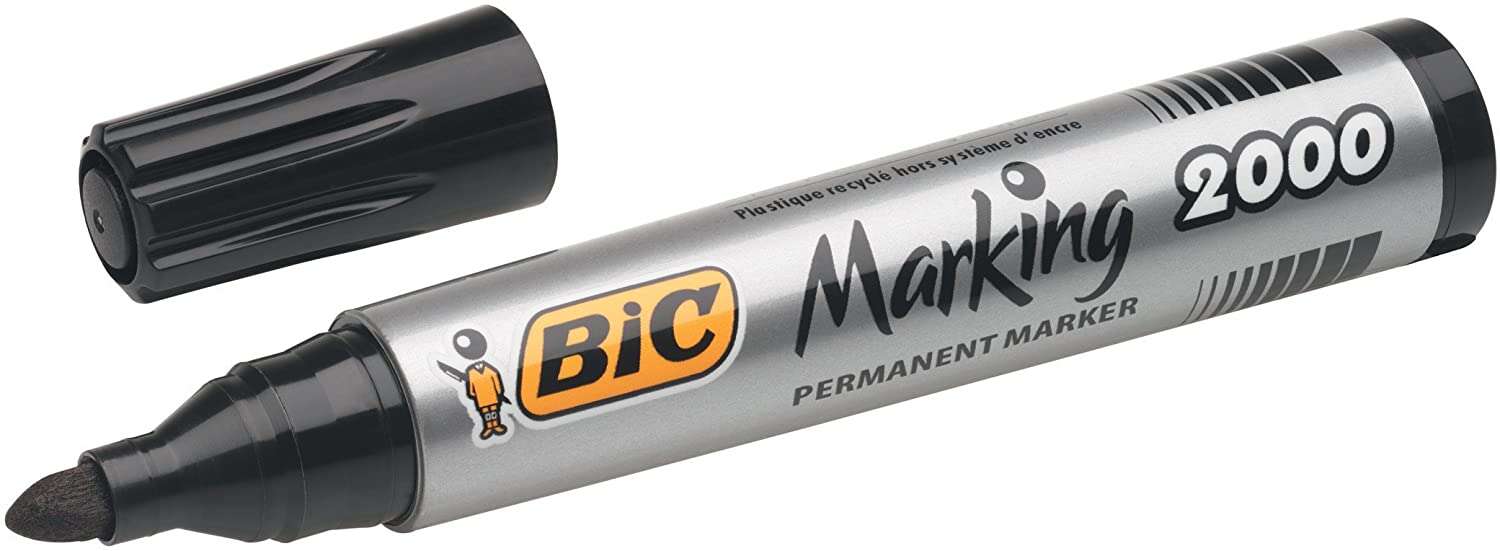 Bic Marking 2000 Ecolutions Rotulador Permanente - Tinta Con Base De Alcohol - Ecologico - Secado Rapido - Color Negro