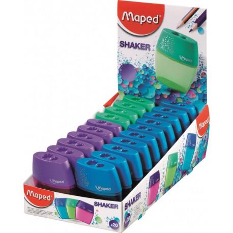 Maped Shaker Sacapuntas De 2 Orificios Con Deposito De Gran Capacidad - Forma Ergonomica - Colores Surtidos
