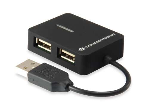 Conceptronic Hub Extensor De Viaje Usb 2.0 A 4 Puertos Usb 2.0 - 480Mbps - Negro