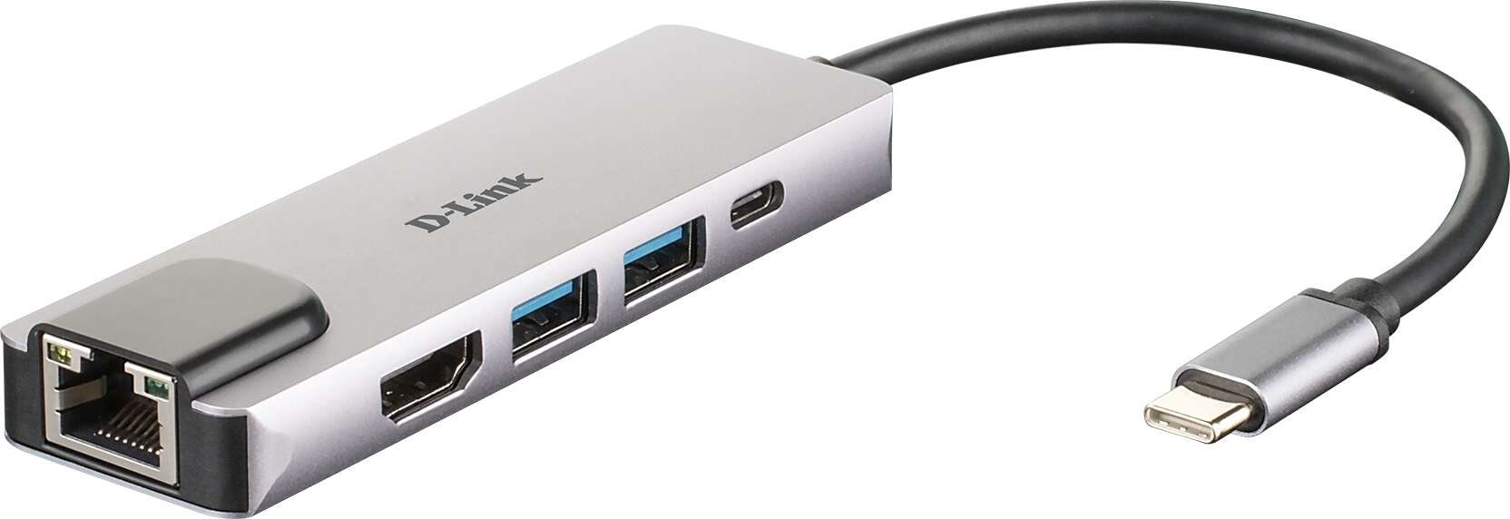 D-Link Hub Usb‑C 5 En 1 2 Puertos Usb 3.0 + 1 Hdmi + 1 Rj45 - Plug & Play