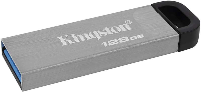 Kingston Datatraveler Kyson Memoria Usb 128Gb - 3.2 Gen 1 - 200 Mb/S En Lectura - Diseño Metalico - Color Plata (Pendrive)