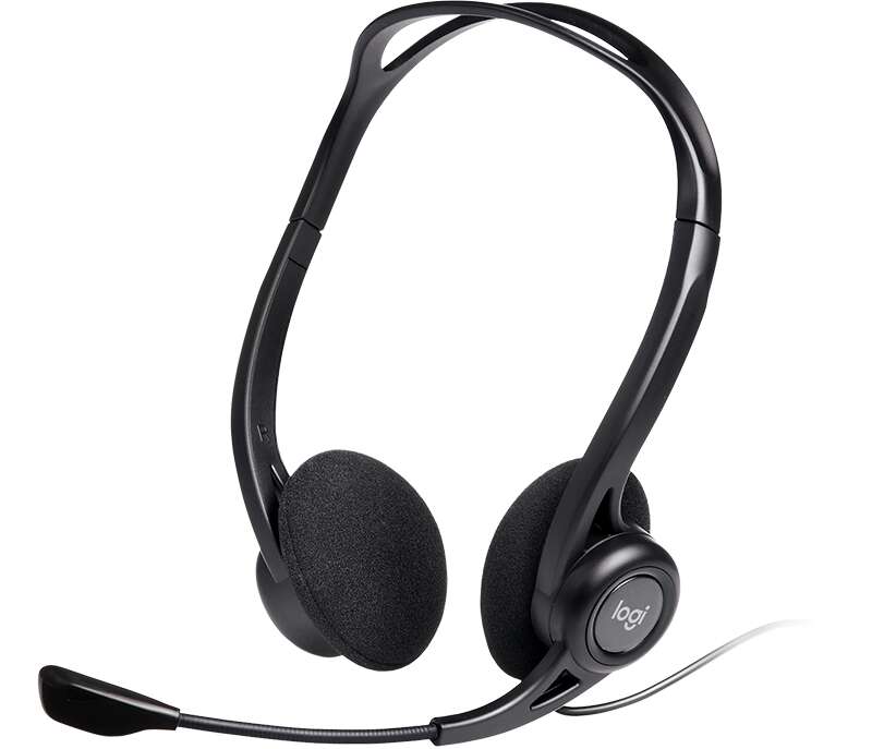 Logitech 960 Auriculares Con Microfono Usb - Microfono Plegable Y Flexible - Controles En Cable - Cable De 2.40M - Color Negro
