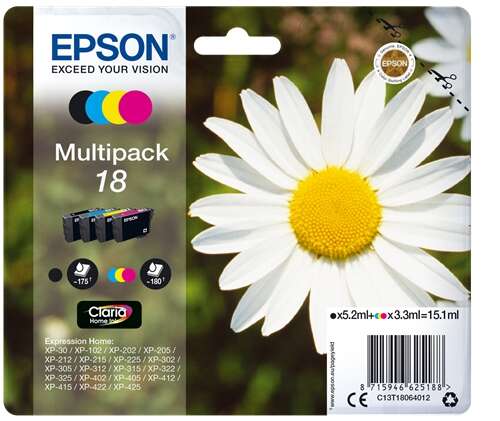 Epson T1806 (18) Pack De 4 Cartuchos De Tinta Originales - C13T18064012