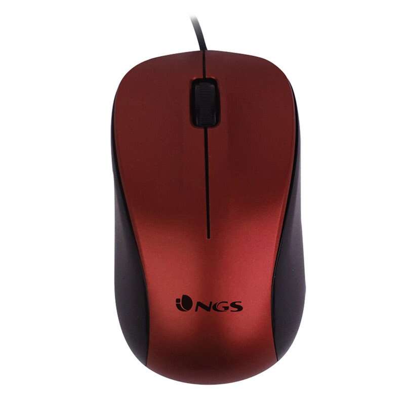 Ngs Crew Raton Usb 1200Dpi - 3 Botones - Uso Ambidiestro - Cable De 1.30M - Color Rojo/Negro