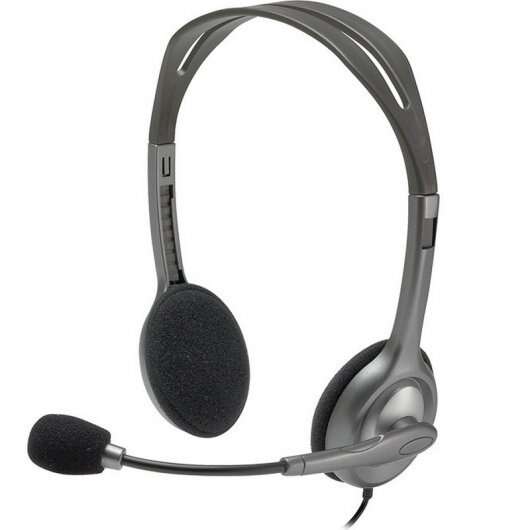 Logitech H111 Auriculares Estereo Con Microfono - Microfono Giratorio - Diadema Ajustable - Jack 3.5Mm - Cable De 1.80M - Color Gris