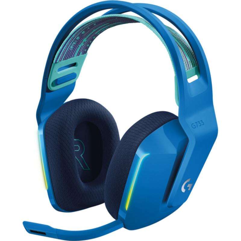 Logitech G733 Auriculares Gaming Inalambricos Dts 7.1 Con Microfono - Tecnologia Lightspeed - Iluminacion Rgb - Autonomia Hasta 29H - Microfono Extraible - Almohadillas Acolchadas - Controles En Auricular - Color Azul