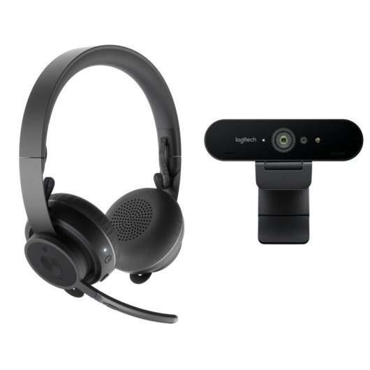 Logitech Pack Profesional De Colaboracion Con Video Bluetooth Webcam Brio Uhd 4K + Auriculares Zone Wireless - Color Negro