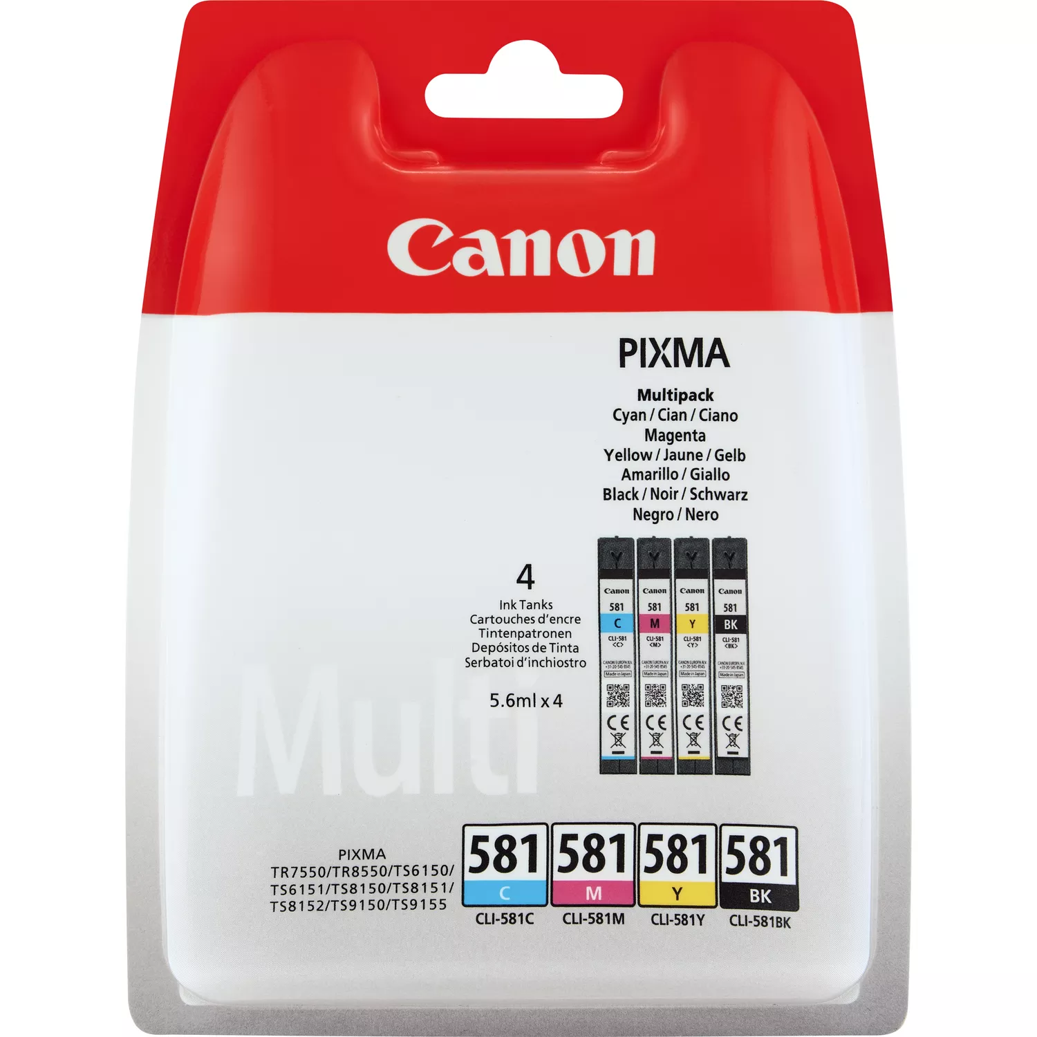 Canon Cli581 Pack De 4 Cartuchos De Tinta Originales - 2103C004/2103C007