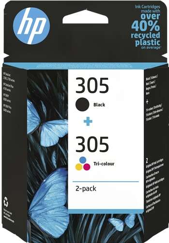 Hp 305 Negro + Color Pack De 2 Cartuchos De Tinta Originales - 6Zd17Ae