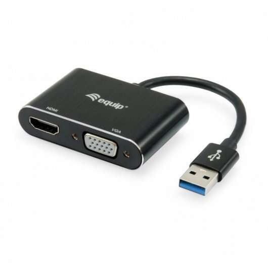 Equip Adaptador Usb 3.0 A Hdmi/Vga - Tasa De Transferencia 5 Gbit/S - Maxima Resolucion 1920X1080P - Color Negro