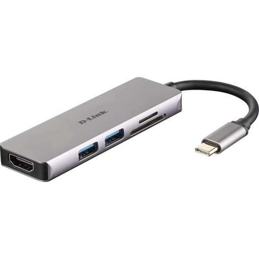 D-Link Hub Usb-C 5 En 1 Lector Sd, Microsd, Hdmi 4K, 2X Usb 3.0