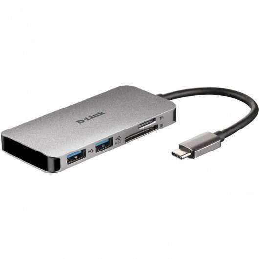 D-Link Hub Usb-C 6 En 1 Lector Sd, Microsd, Hdmi 4K, Usb-C, 2X Usb 3.0