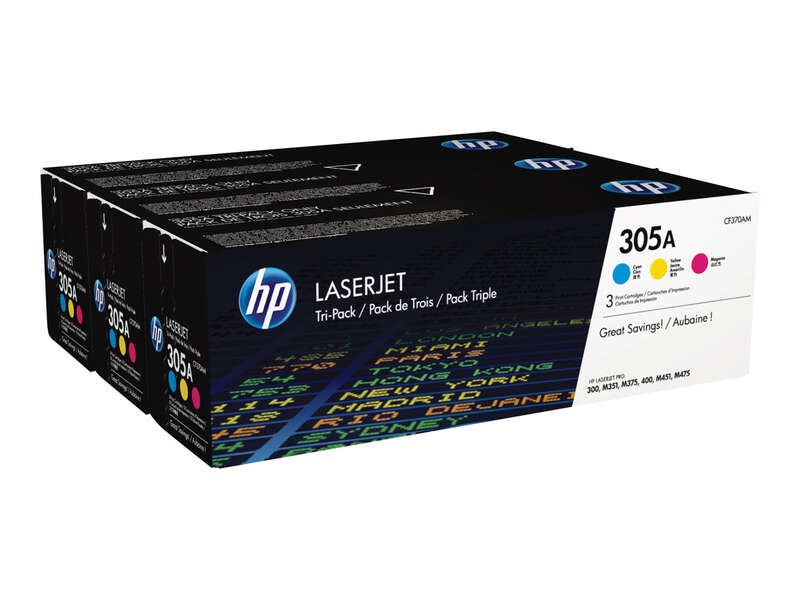 Hp Ce411A/Ce412A/Ce413A Pack De 3 Cartuchos De Toner Originales - 305A