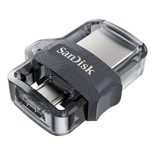 Sandisk Ultra Dual Drive M3.0 Memoria Usb 3.0 Y Micro Usb 128Gb - Hasta 150Mb/S De Lectura - Color Transparente/Negro (Pendrive)