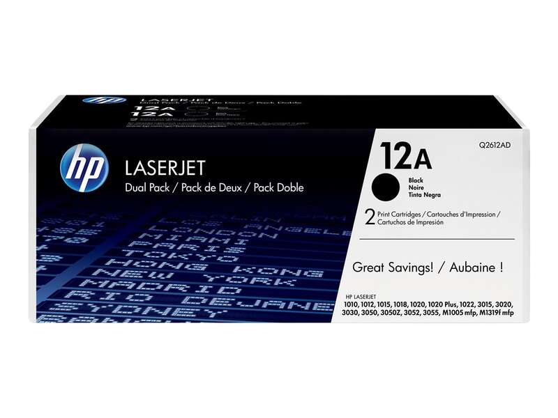 Hp Q2612A Negro Pack De 2 Cartuchos De Toner Originales - 12A