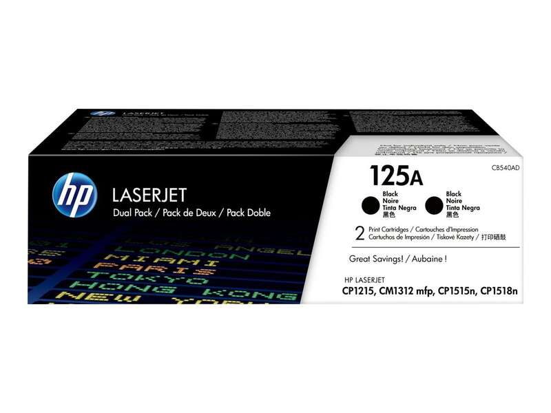 Hp Cb540A Negro Pack De 2 Cartuchos De Toner Originales - 125A