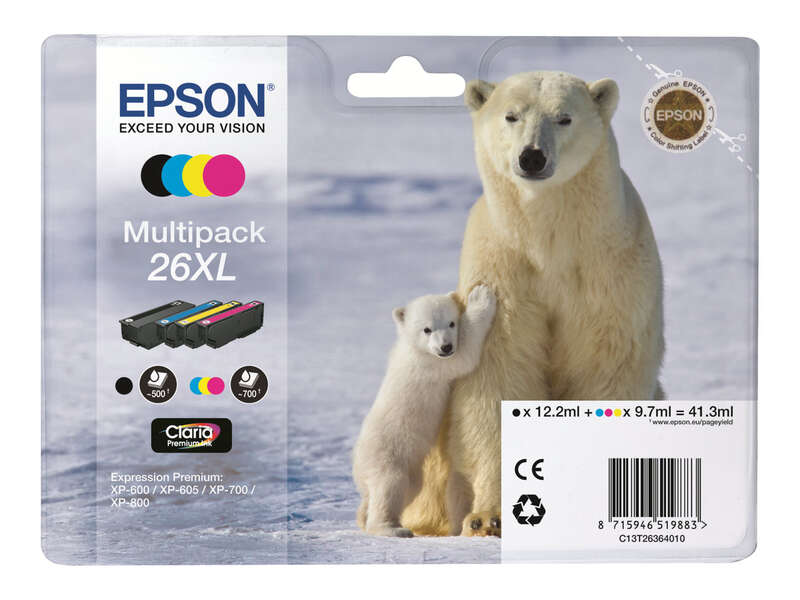 Epson T2636 (26Xl) Pack De 4 Cartuchos De Tinta Originales - C13T26364010