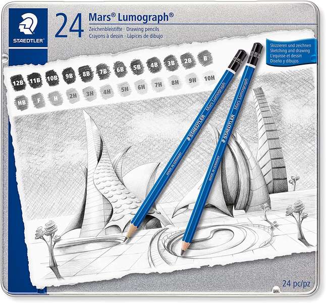 Staedtler Mars Lumograph 100 Pack De 12 Lapices De Grafito - Resistencia A La Rotura - Graduaciones Surtidas