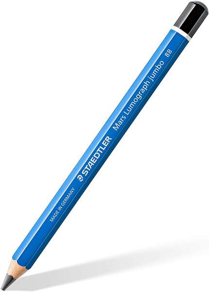 Staedtler Mars Lumograph Jumbo 100J Lapiz De Grafito - Mina 8B - Acabados Metalicos - Diametro Mina 5.3Mm Aprox - Alta Resistencia A La Rotura