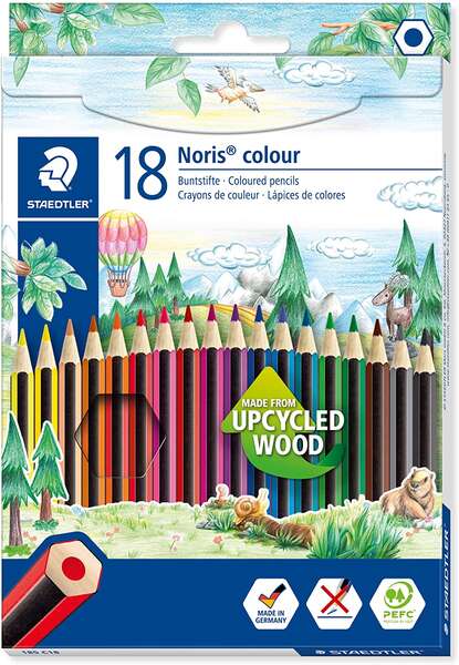 Staedtler Noris Colour 185 Pack De 18 Lapices Hexagonales De Colores - Resistencia A La Rotura - Colores Surtidos