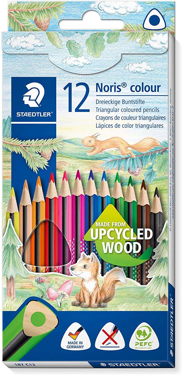 Staedtler Noris Colour 187 Pack De 12 Lapices Triangulares De Colores - Resistencia A La Rotura - Colores Surtidos