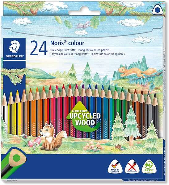 Staedtler Noris Colour 187 Pack De 24 Lapices Triangulares De Colores - Resistencia A La Rotura - Colores Surtidos