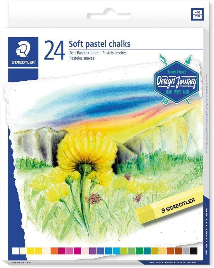 Staedtler 2430 Pack De 24 Tizas Pastel Suave - Excelentes Para Mezclar Colores - Resistencia A La Luminosidad - Colores Surtidos
