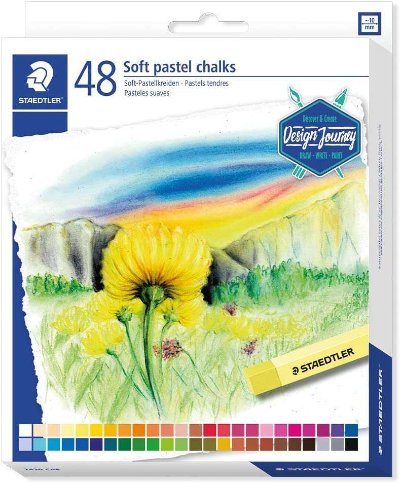 Staedtler 2430 Pack De 48 Tizas Pastel Suave - Excelentes Para Mezclar Colores - Resistencia A La Luminosidad - Colores Surtidos