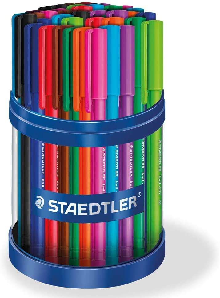 Staedtler Ball 432 Expositor De 50 Boligrafos De Bola - Trazo De 0.5Mm - Escritura Suave - Colores Surtidos
