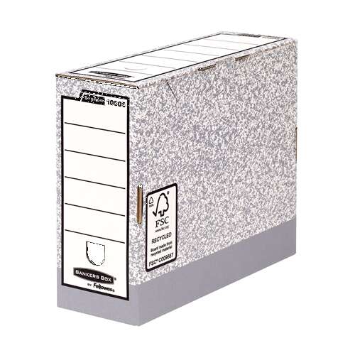 Fellowes Bankers Box Caja De Archivo Definitivo 100Mm A4 - Montaje Automatico Fastfold - Carton Reciclado Certificacion Fsc - Color Gris