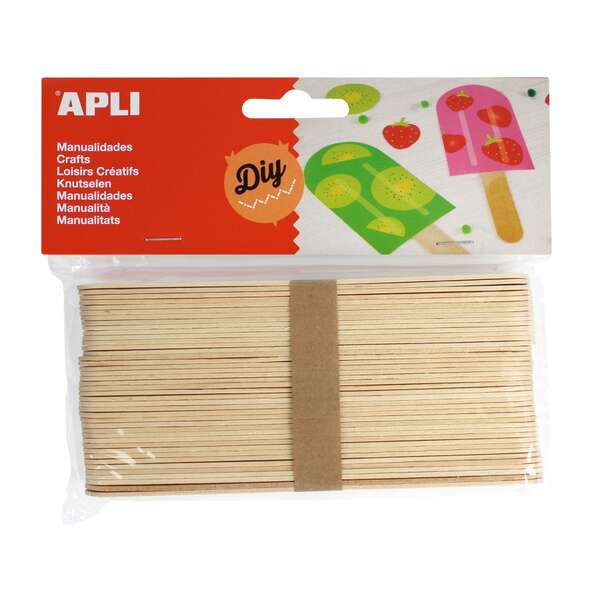 Apli Pack De 40 Palos Polo Jumbo De Madera Natural 150 X 18 Mm - Color Madera