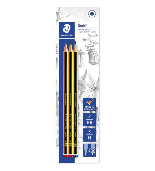 Staedtler Noris 120 Pack De 3 Lapices De Grafito Hexagonles - Graduaciones Surtidas - Resistencia A La Rotura - Madera De Bosques Sostenibles