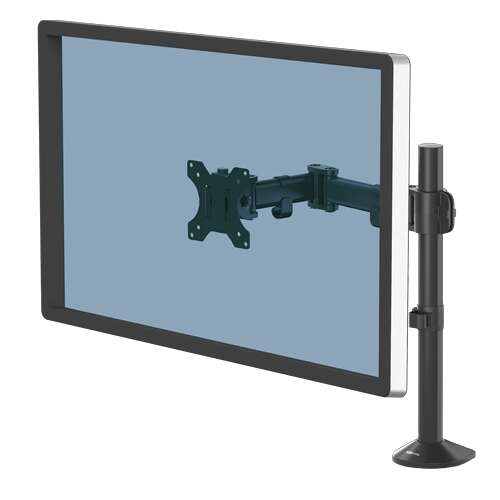 Fellowes Reflex Brazo Para Monitor Individual - Hasta 8Kg - Ajustable En Altura Y Profundidad - Sistema De Gestion De Cable - Color Negro
