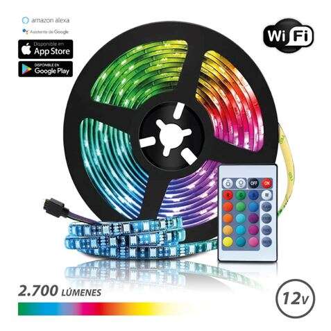 Elbat Tira Led Rgb Wifi 12V 2700Lm - 30 Led Por Metro - Control Remoto - Longitud 5M