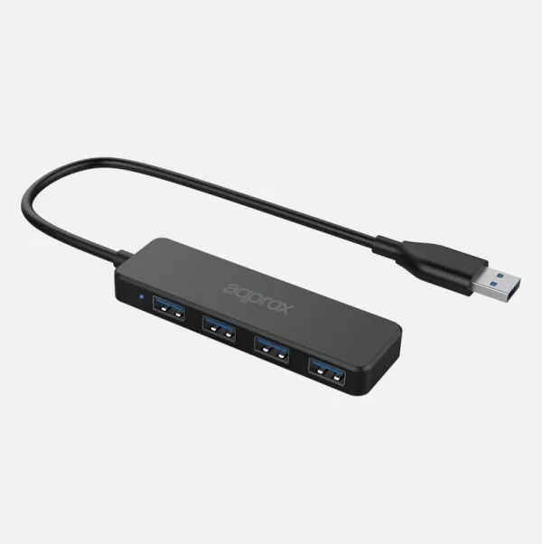 Approx Hub Usb 3.0 Con 4 Puertos Usb 3.0 - Velocidad Hasta 5 Gbps - Cable De 15Cm