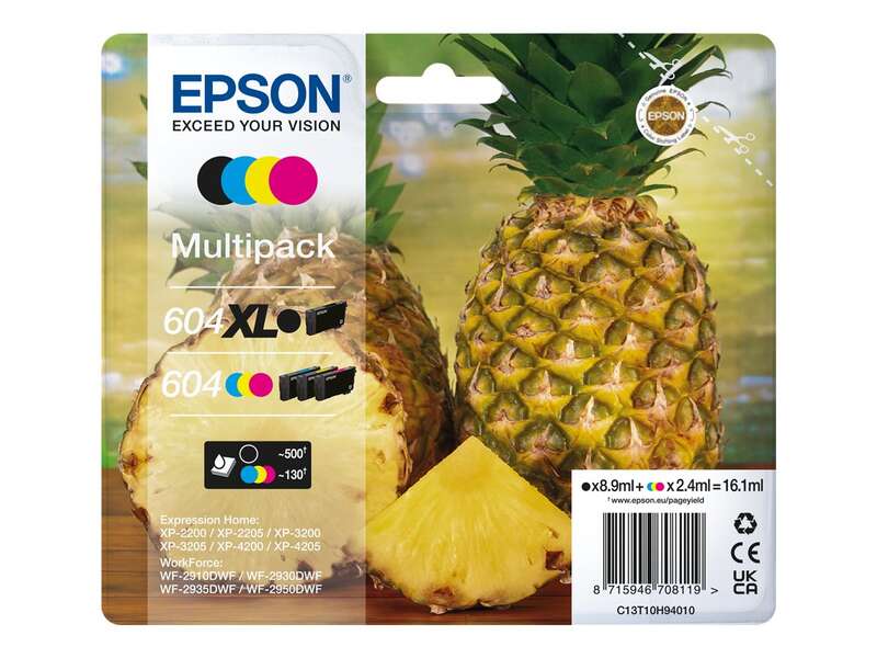 Epson 604Xl/604 Pack De 4 Cartuchos De Tinta Originales - C13T10H94010