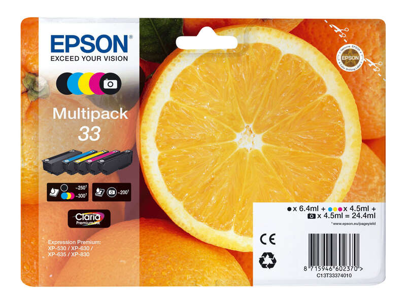 Epson T3337 (33) Pack De 5 Cartuchos De Tinta Originales - C13T33374011