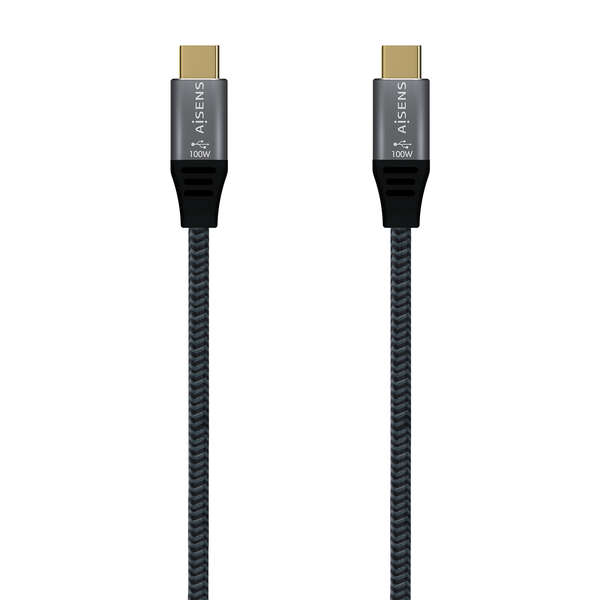 Aisens Cable Usb 2.0 Aluminio 5A 100W E-Mark - Usb-C/M-Usb-C/M - 2.0M - Color Gris