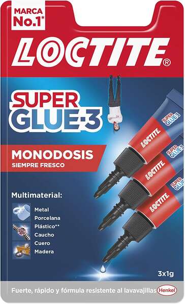 Loctite Pack De 3 Super Glue-3 Mini Trio Original - 1Gr - Triple Resistencia - Adhesivo Transparente - Pegado Y Fuerza Instantanea - 2229418/2229419/2640065