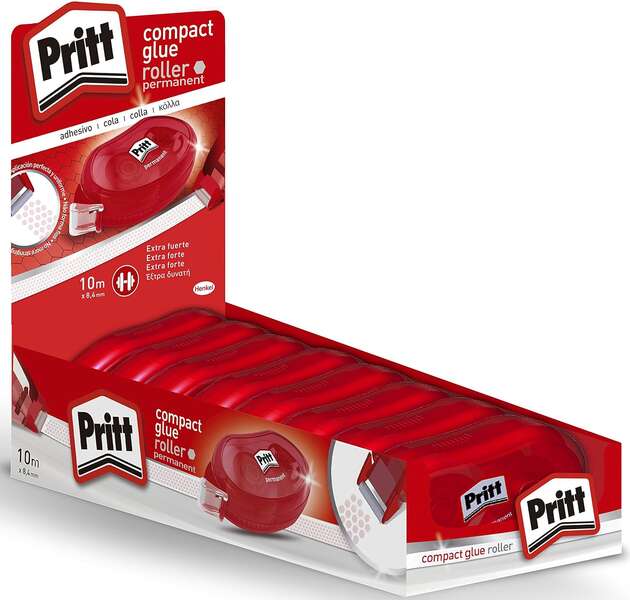 Pritt Compact Roller Adhesivo Permanente 8.4Mm X 10M - Aplicacion Limpia - Preciso Y Reciclable