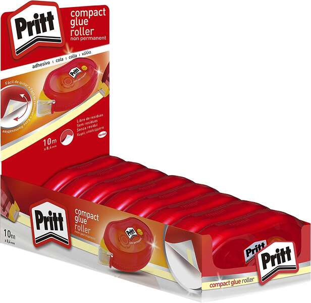 Pritt Compact Roller Adhesivo Removible 8.4Mm X 10M - Aplicacion Limpia - Preciso Y Reciclable