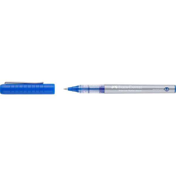 Faber-Castell Roller Free Ink Boligrafo De Tinta Liquida - Punta Conica 0,5Mm - Ancho De Linea Extrafino - Clip De Metal - Color Azul