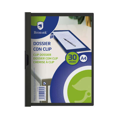 Bismark Dossier Con Clip Metalico A4 - Capacidad Hasta 30 Hojas - Cubierta De Polipropileno Transparente