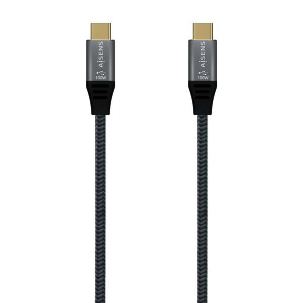 Aisens Cable Usb 3.2 Gen2X2 Aluminio 20Gbps 8K@30Hz 5A 100W E-Mark, Tipo Usb-C/M-Usb-C/M - 0.6M - Color Gris