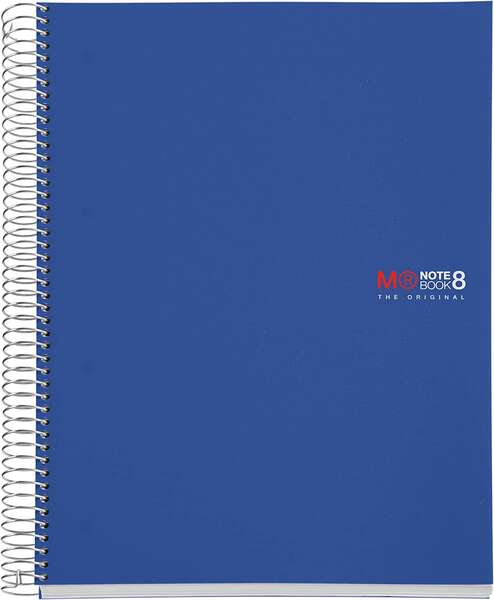 Miquel Rius Notebook8 Cuaderno De Espiral Formato A4 - 200 Hojas De 70 Gr Microperforadas Con 4 Taladros - Cubiertas De Polipropileno - Cuadricula 5X5 - Color Azul