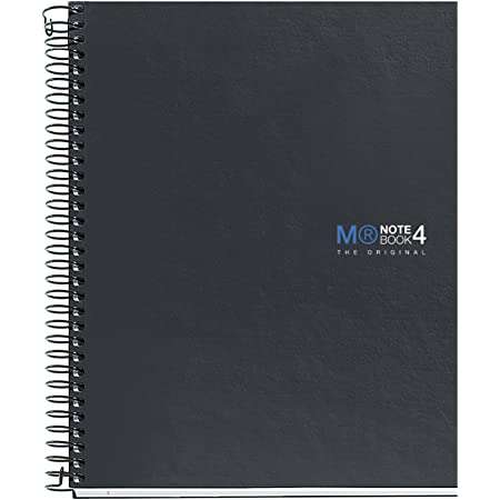 Miquel Rius Notebook4 Cuaderno De Espiral Formato A5 - 160 Hojas Lisas Microperforadas Con 2 Taladros - Cubiertas De Carton Extraduro - Color Gris Oscuro