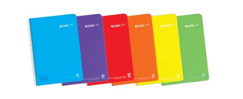 Enri Plus Cuaderno Espiral Formato Cuarto Cuadriculado 4X4Mm - 80 Hojas 90Gr Con Margen - Cubierta De Plastico - Colores Surtidos