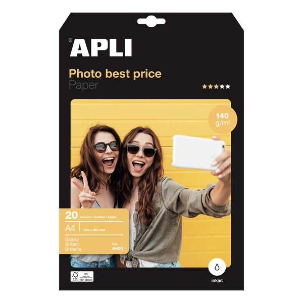 Apli Papel Fotografico Photobasic A4 140G 20 Hojas