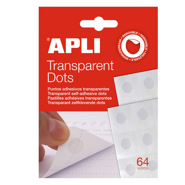 Apli Dot Puntos Adhesivos Removibles 64 U - Adhesivo Removible - Facil De Usar - Ideal Para Manualidades Y Oficina - Blanco